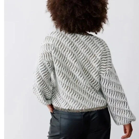 OLIVER BONAS Wavy Tinsel Metallic Knitted Jumper Sweater 
Sz US 14 or Large - Picture 2 of 12